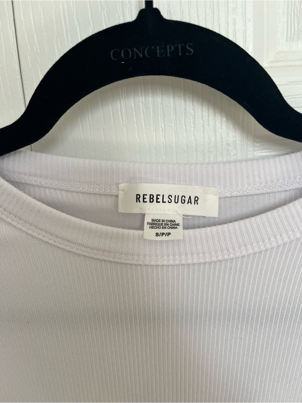 White Ribbed Tee NWOT - Picture 3 of 3